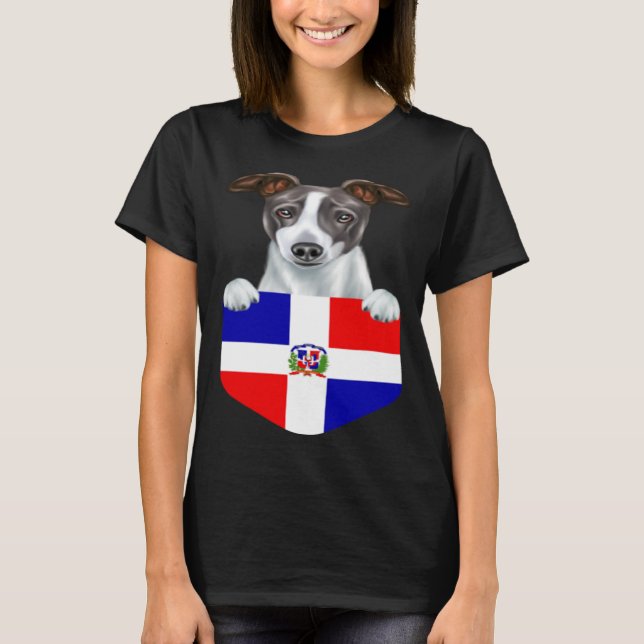 Dominican Republic Flag Italian Greyhound Dog In P T-Shirt (Vorderseite)