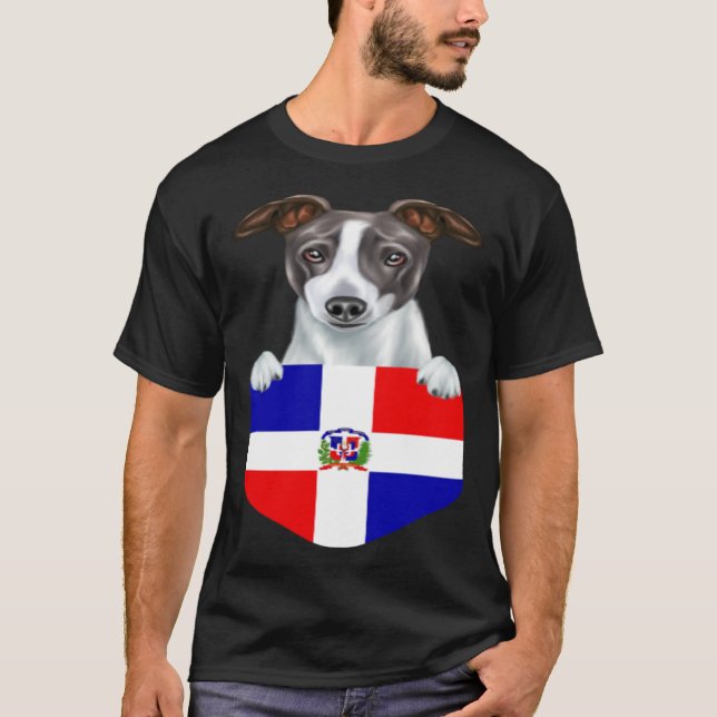 Dominican Republic Flag Italian Greyhound Dog In P T-Shirt (Vorderseite)