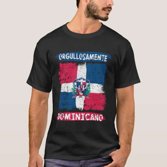 Dominican Republic Flag Painted Orgullosamente Dom T-Shirt (Vorderseite)
