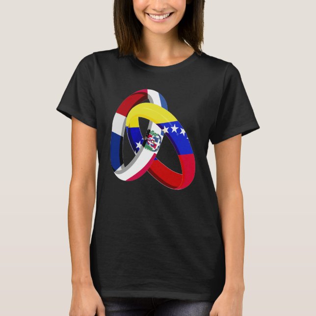 Dominican Republic Flag Venezuela Ring Marriage We T-Shirt (Vorderseite)
