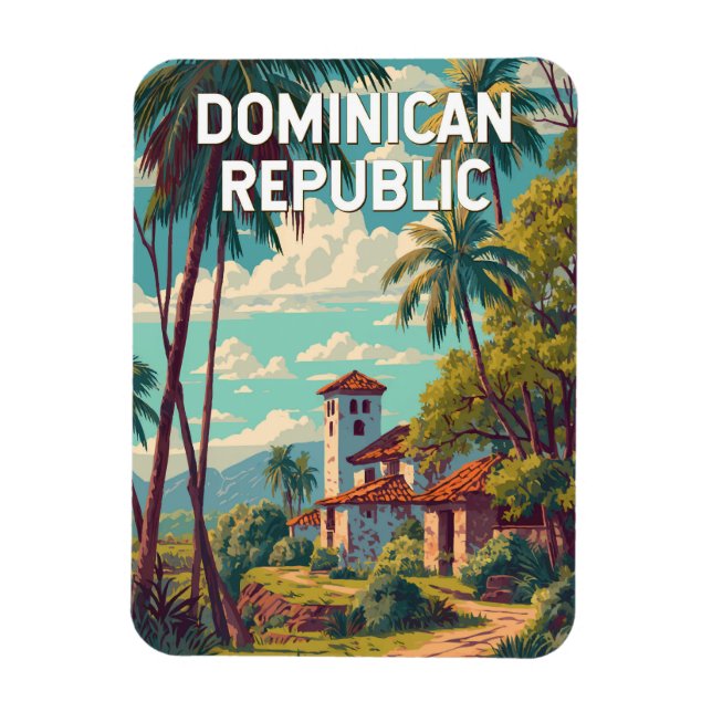 Dominican Republic Illustration Travel Art Vintage Magnet (Vertikal)