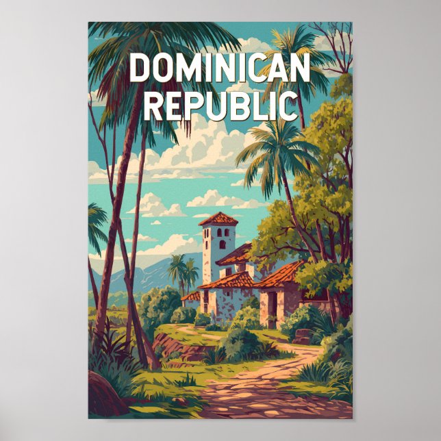 Dominican Republic Illustration Travel Art Vintage Poster (Vorne)