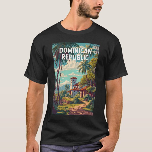 Dominican Republic Illustration Travel Art Vintage T-Shirt (Vorderseite)