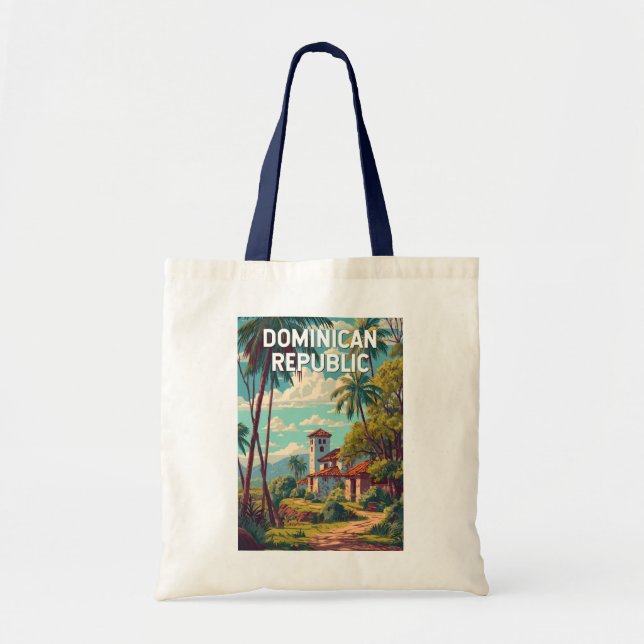 Dominican Republic Illustration Travel Art Vintage Tragetasche (Vorne)