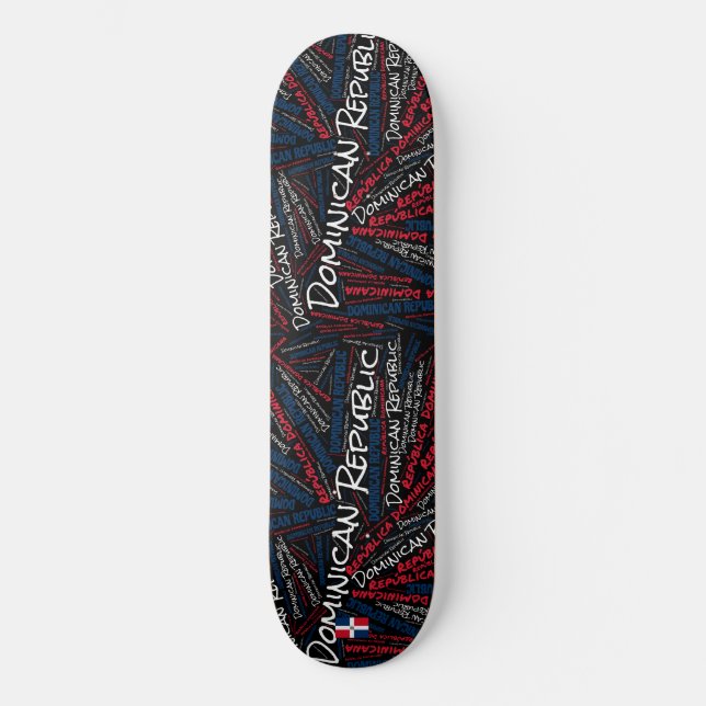 Dominican Republic National Pride Wordcloud Skateboard (Vorderseite)