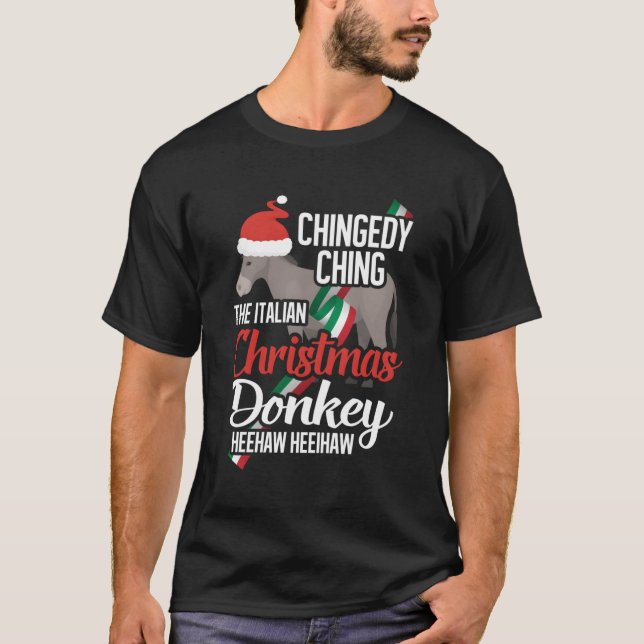 Dominick The Christmas Donkey Italienischer Weihna T-Shirt (Vorderseite)