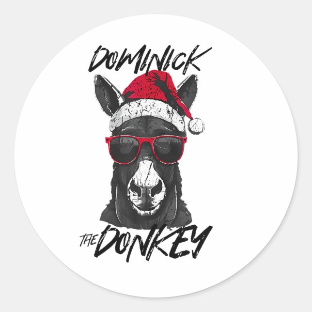 Dominick The Donkey Funny Christmas Italienischer  Runder Aufkleber (Vorderseite)