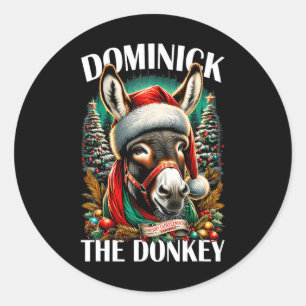 Dominick The Donkey Funny Christmas Italienischer Runder Aufkleber