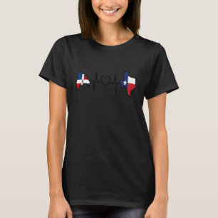 Dominikaner Texas Heartbeat Dominikanisches Flagge T-Shirt