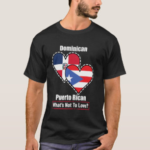 Dominikanisch Puerto-ricanisches Herz Flaggen Was  T-Shirt