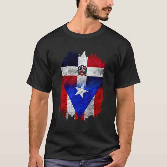 Dominikanische Dominikanische und puertorische Fla T-Shirt (Vorderseite)