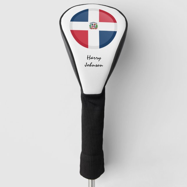 Dominikanische Flagge und Mit Monogramm Golfklubs Golf Headcover (Vorderseite)