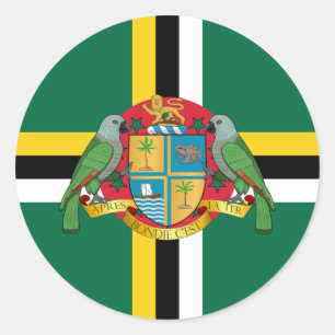 Dominikanische Flagge und Wappen, Flagge Dominicas Runder Aufkleber