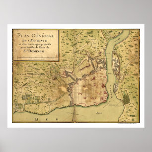 Dominikanische Karte 1805 Santo Domingo Poster