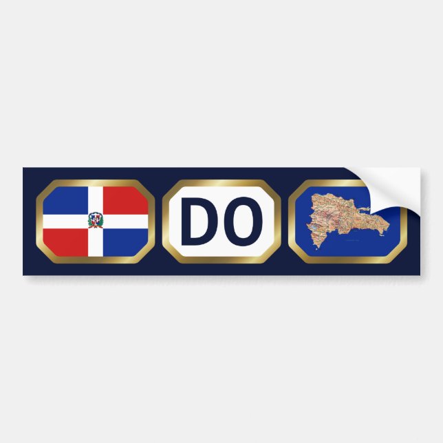 Dominikanische Rep.-Flag-Karte Code-Bumber-Aufkleb Autoaufkleber (Vorne)