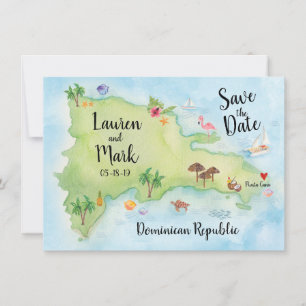 Dominikanische Republik - Aquarellfarbe Save the D Date