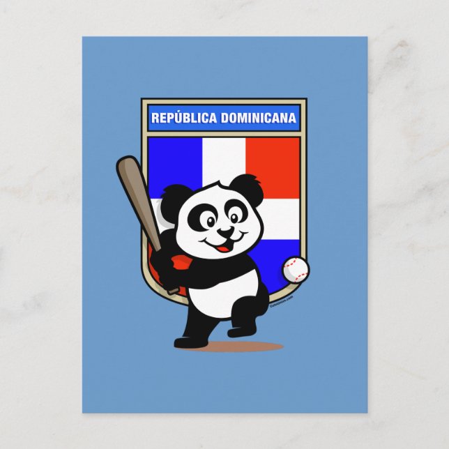 Dominikanische Republik Baseball Panda Postkarte (Vorderseite)