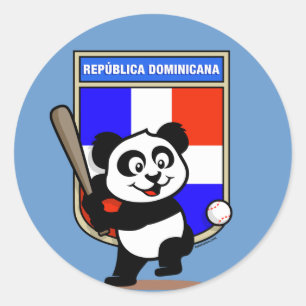 Dominikanische Republik Baseball Panda Runder Aufkleber