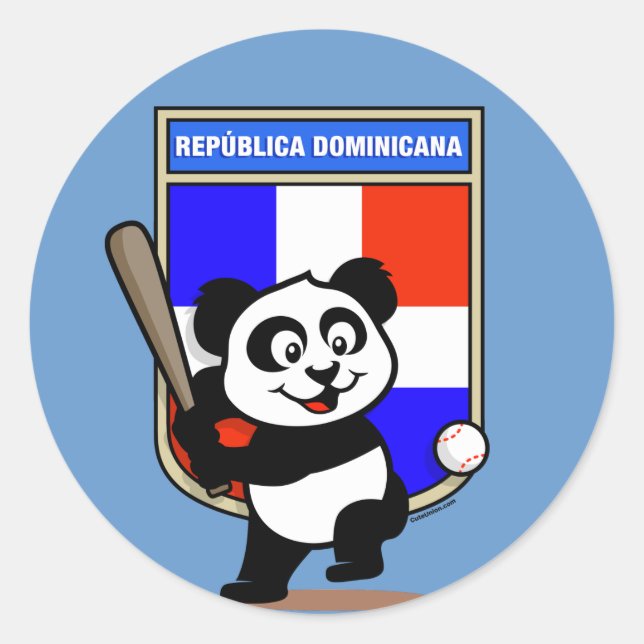 Dominikanische Republik Baseball Panda Runder Aufkleber (Vorderseite)