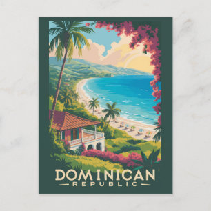 Dominikanische Republik Beach Illustration Reisen  Postkarte