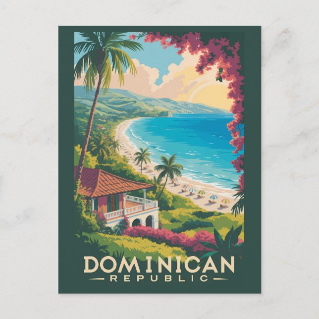 Dominikanische Republik Beach Illustration Reisen  Postkarte (Vorderseite)