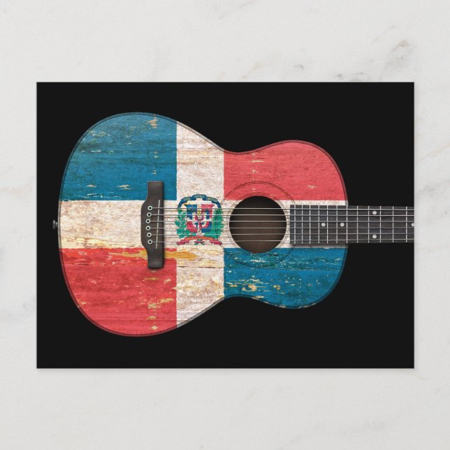 Dominikanische Republik Flagge Acoustic Guitar, sc Postkarte (Vorderseite)