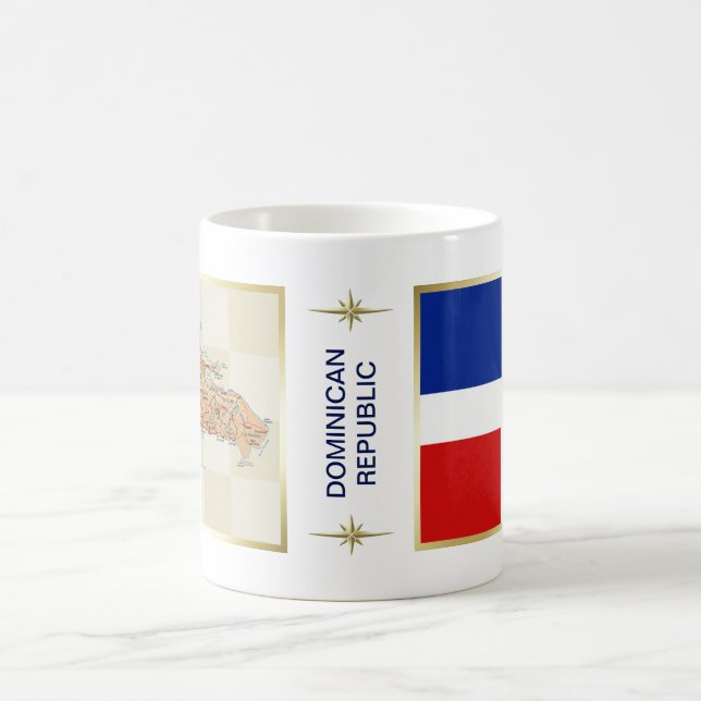 Dominikanische Republik-Flagge + Karten-Tasse Kaffeetasse (Mittel)