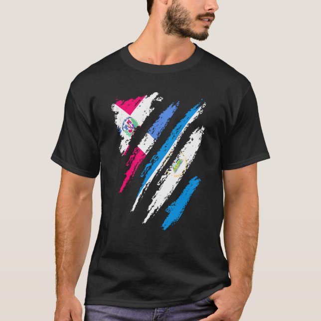 Dominikanische Republik Flagge Nicaragua Grosses L T-Shirt (Vorderseite)