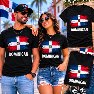 Dominikanische Republik Flagge Pinselstrich Domini T-Shirt