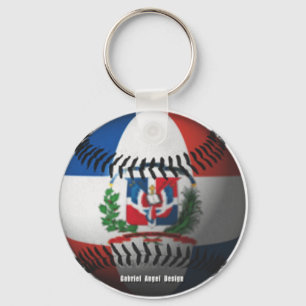 Dominikanische Republik-Flagge umfaßte Baseball Schlüsselanhänger