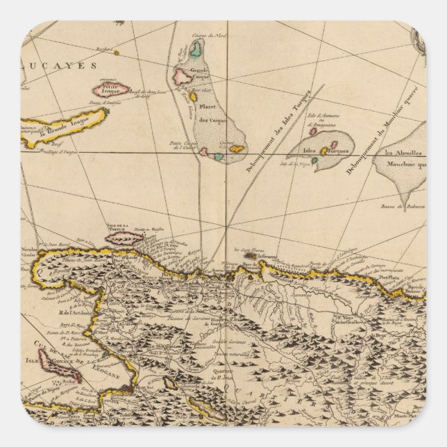 Dominikanische Republik, Haiti, Westindien Quadratischer Aufkleber (Vorderseite)