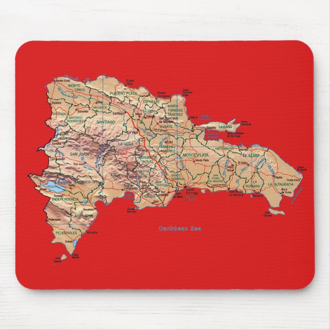 Dominikanische Republik-Karte Mousepad (Vorne)