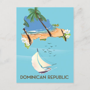 Dominikanische Republik Karte Yacht Reiseplakat