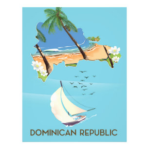 Dominikanische Republik Karte Yacht-Reiseplakat Fotodruck