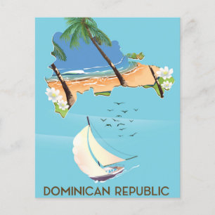 Dominikanische Republik Karte Yacht-Reiseposter