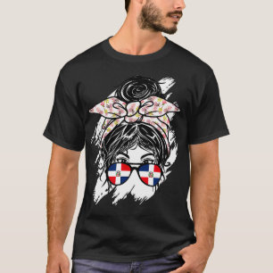 Dominikanische Republik Messy Bun Bandana Dominica T-Shirt