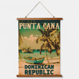 Dominikanische Republik Punta Cana - Retro Souveni Wandteppich Mit Holzrahmen