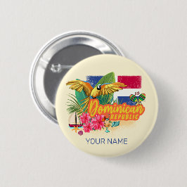 Dominikanische Republik Retro Caribbean Parrot Button