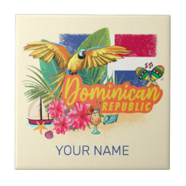Dominikanische Republik Retro Caribbean Parrot Fliese