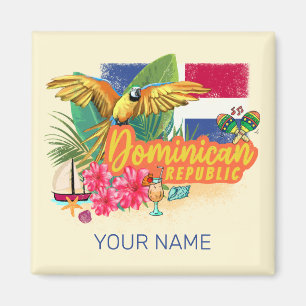 Dominikanische Republik Retro Caribbean Parrot Magnet