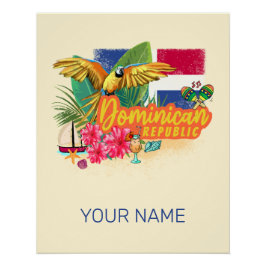 Dominikanische Republik Retro Caribbean Parrot Poster