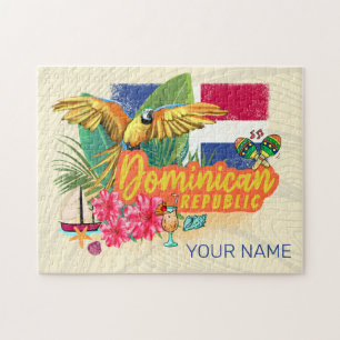Dominikanische Republik Retro Karibikinsel Papagei Puzzle