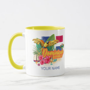 Dominikanische Republik Retro Karibikinsel Papagei Tasse