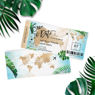 Dominikanische Republik Save the Date Boarding Pas Einladung