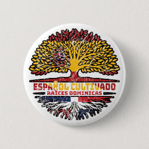 Dominikanische Republik Spanien Fahne für Baumhirt Button