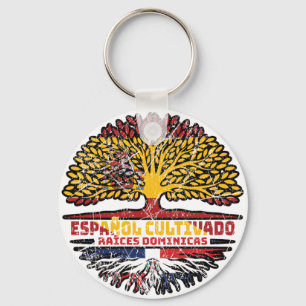 Dominikanische Republik Spanien Fahne für Baumhirt Schlüsselanhänger