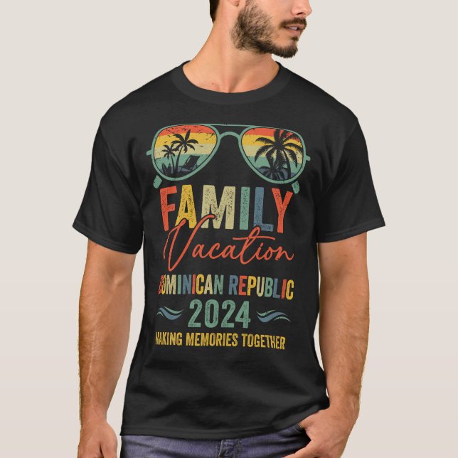 Dominikanische Republik Urlaub 2024 Matching Famil T-Shirt (Vorderseite)