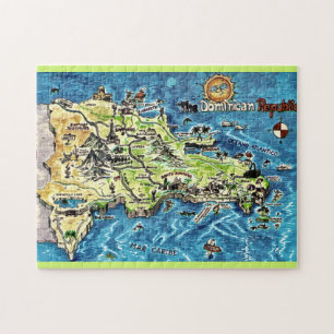 Dominikanische Republik Vintage 11x14 Karte Puzzle