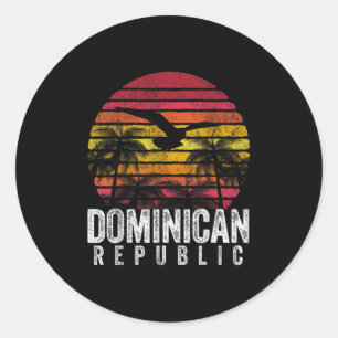 Dominikanische Republik Vintage Retro Insel Männer Runder Aufkleber