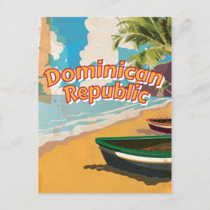 Dominikanische Republik Vintager Urlaub Poster Postkarte
